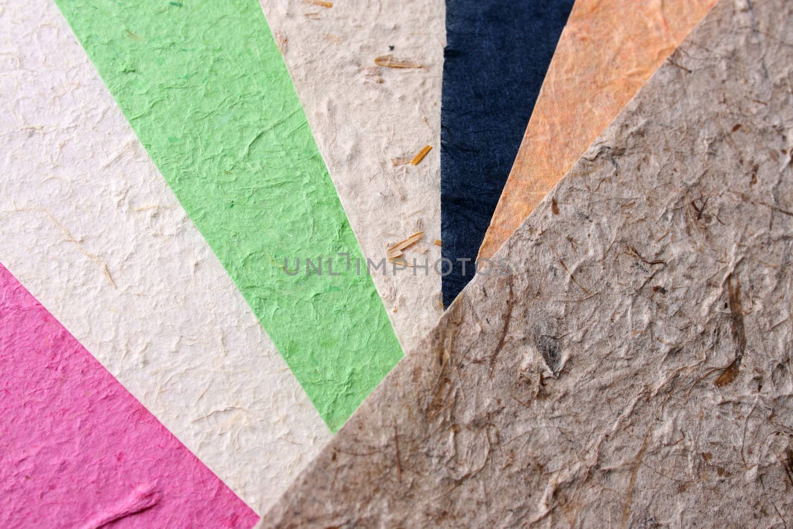 Different colored Handmade paper with various textures