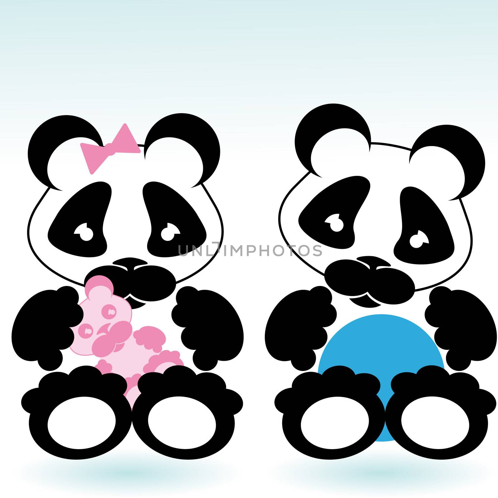 panda boy and girl by karinclaus