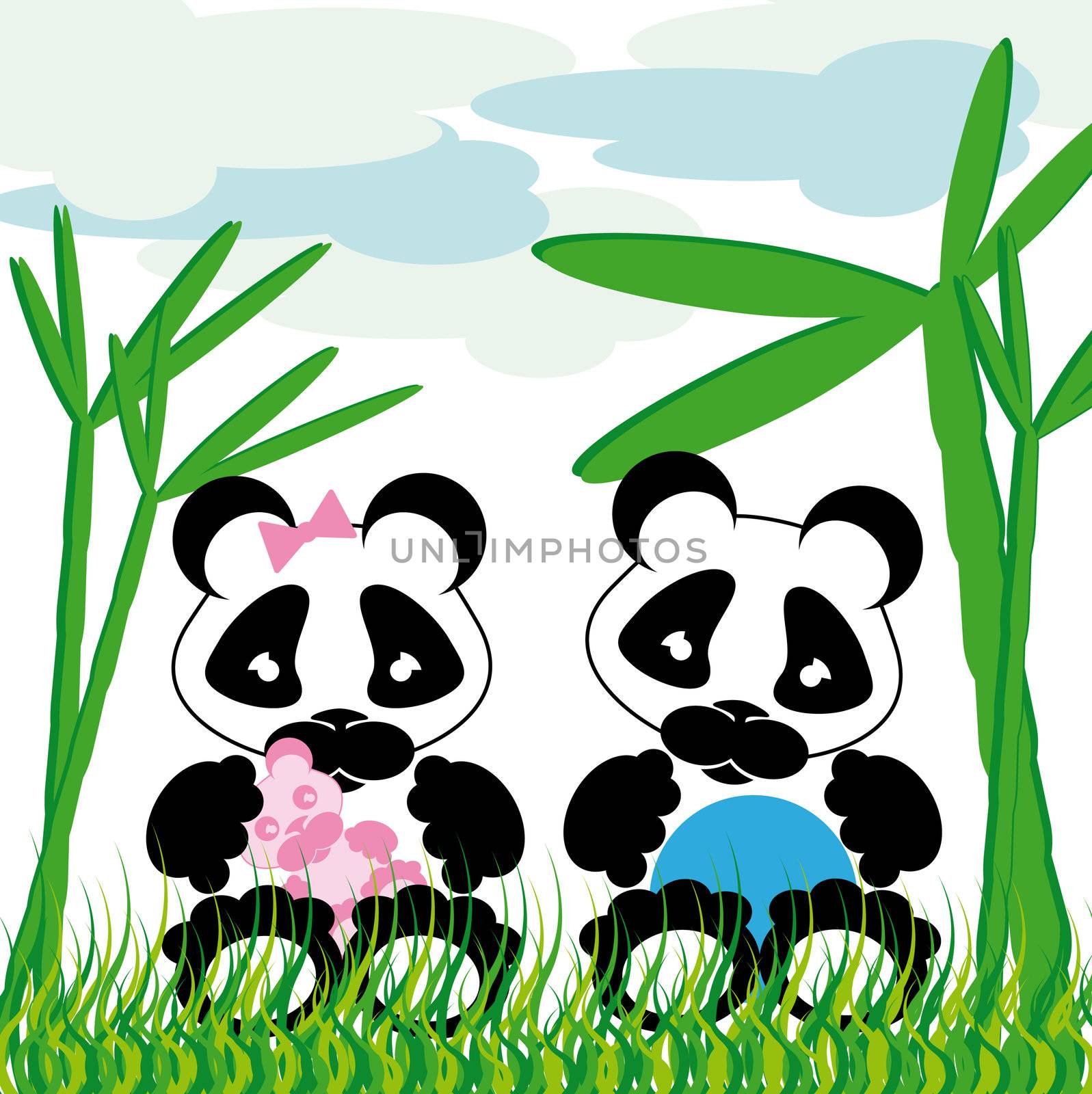 panda cuddles with bamboo by karinclaus