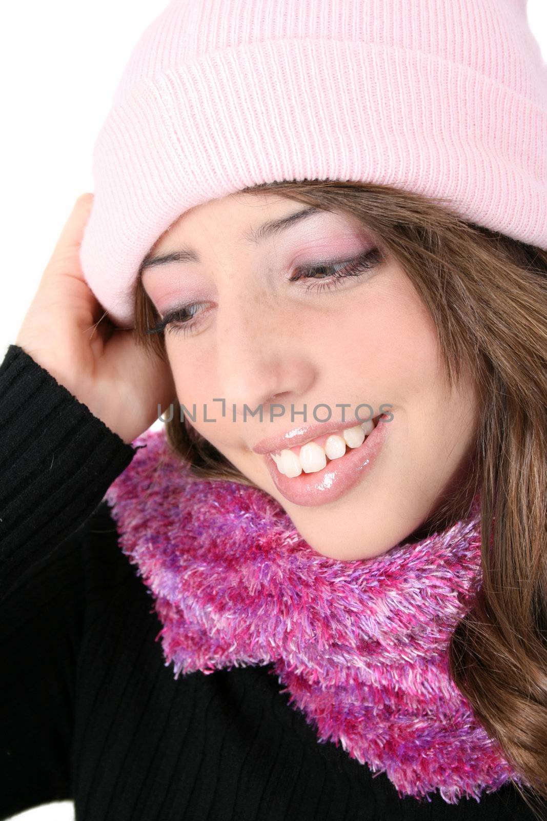 Beautiful teenage female model in winter attire