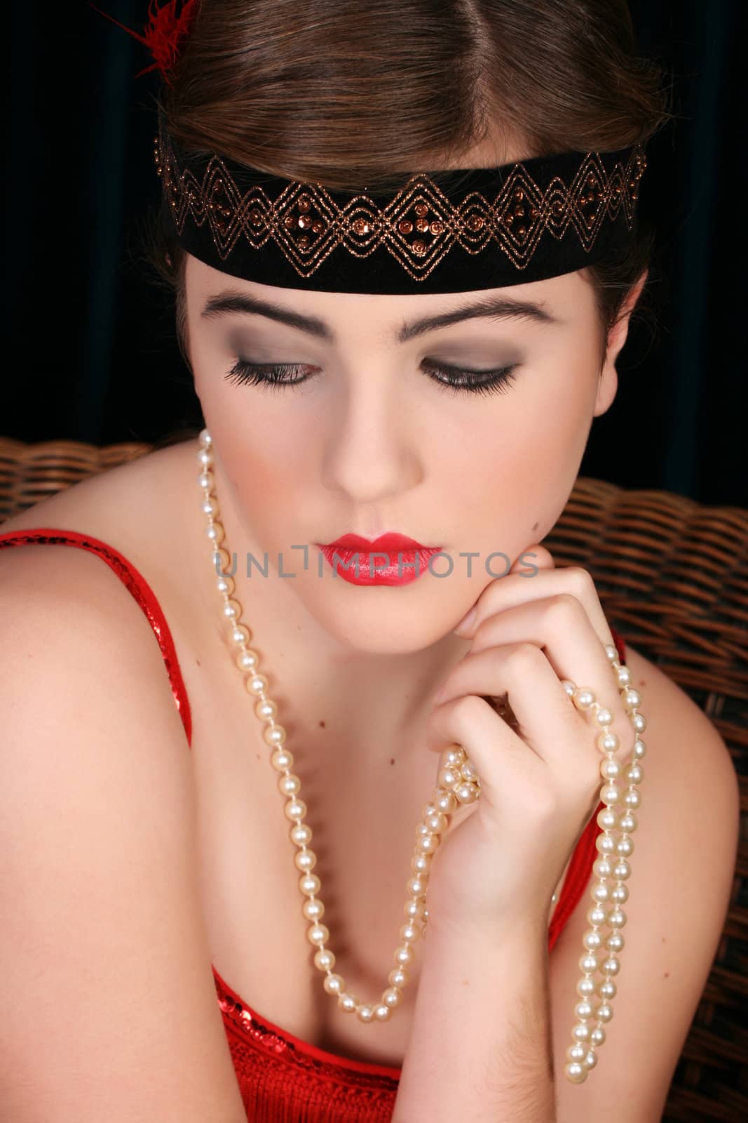 Beautiful young female in 1920 style attire