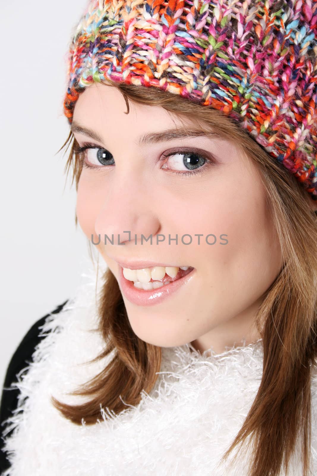 Beautiful young teenager wearing warm winter clothing