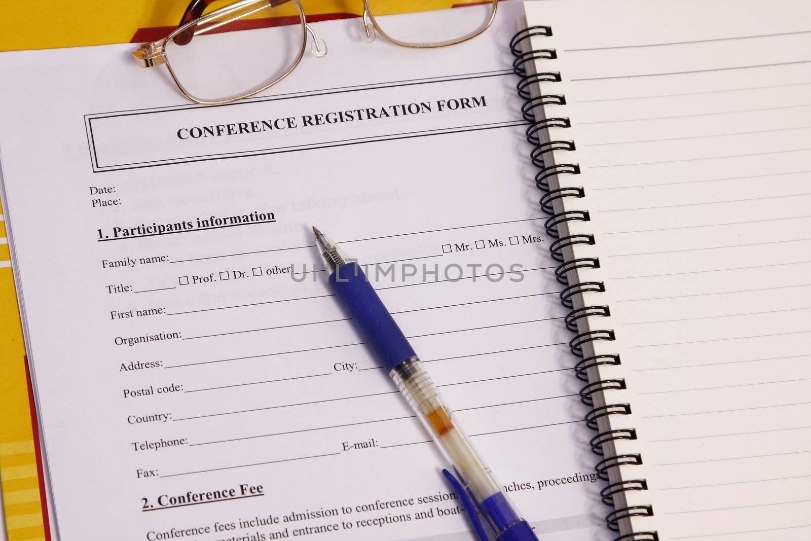 Conference registration form - many uses for seminars and training materials.