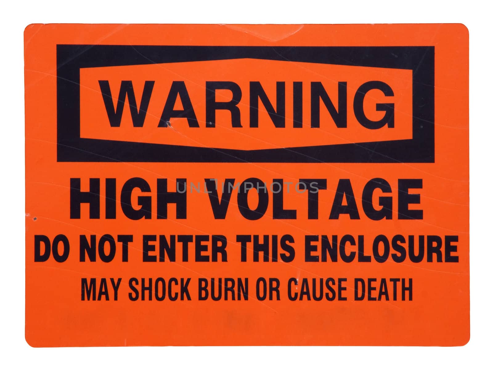 high voltage orange warning sign by PixelsAway