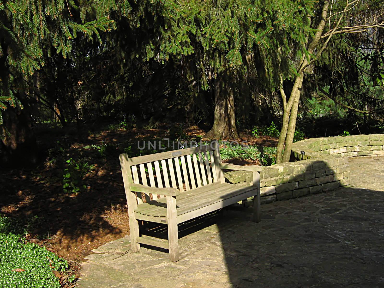 A photograph of a peaceful flower garden.