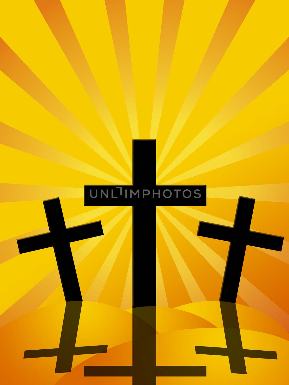 Good Friday Easter Day Crosses with Sun Rays Background Illustration