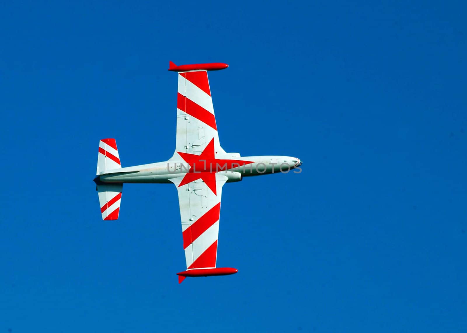 flying airplane and blue sky