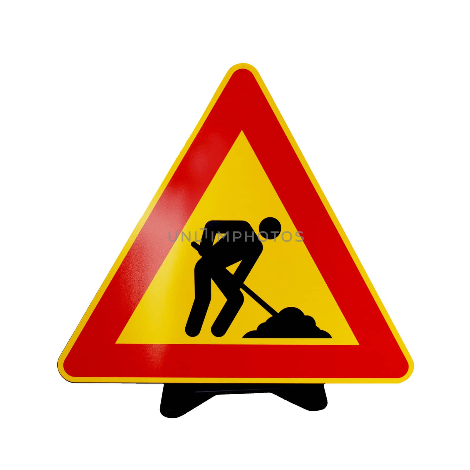 Road work sign isolated over a white background