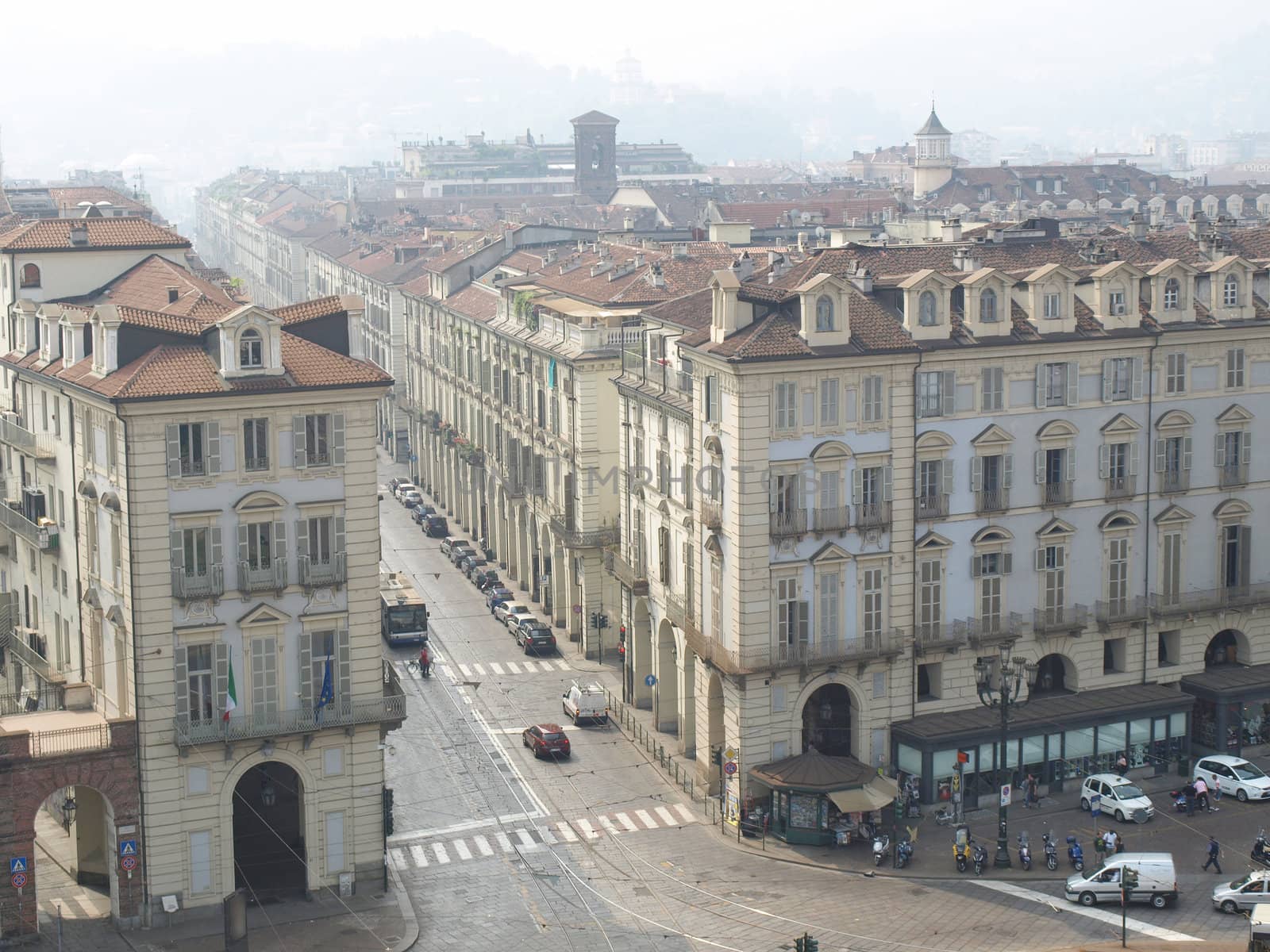 Piazza Castello and Via Po in Turin (Torino), Italy