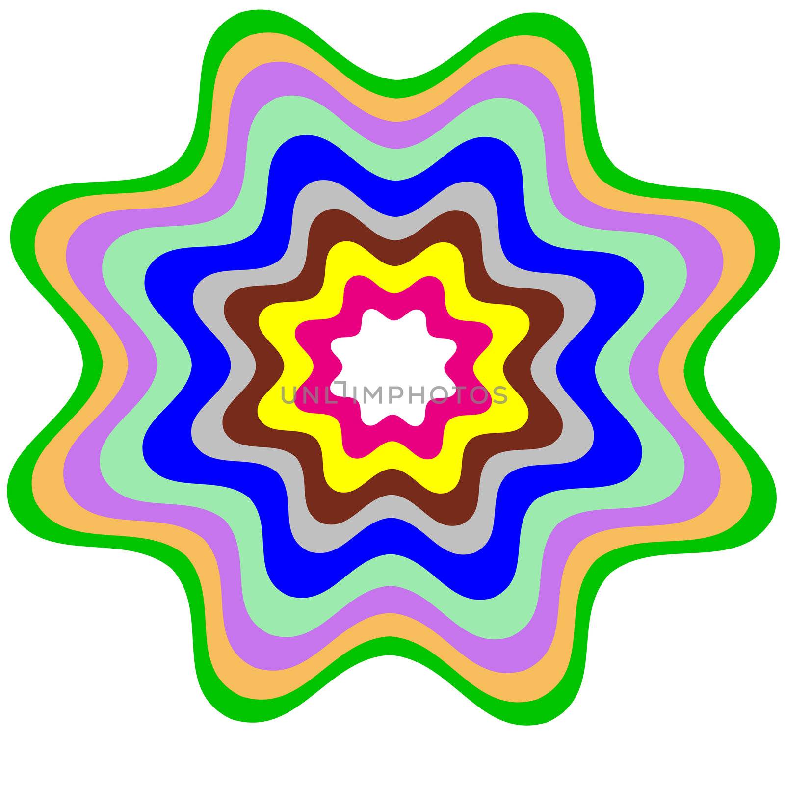 a multi coloured retro shape  - optical illusion