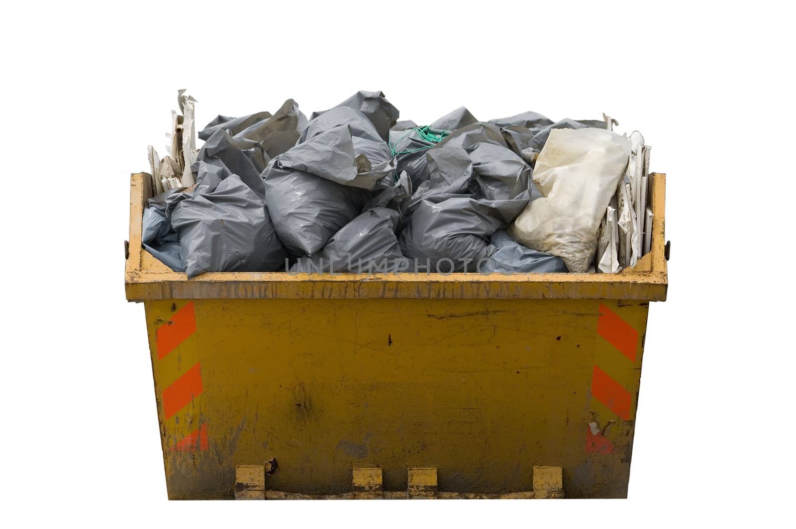 skip with refuse/trash sacks isolated by robbino