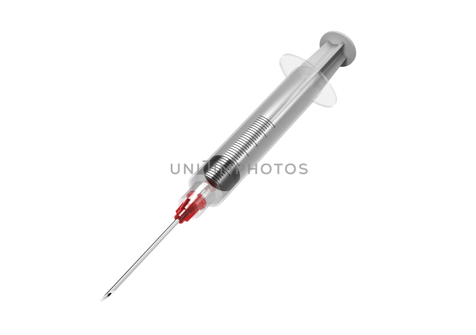 Plastic syringe with needle isolated on white 3d render