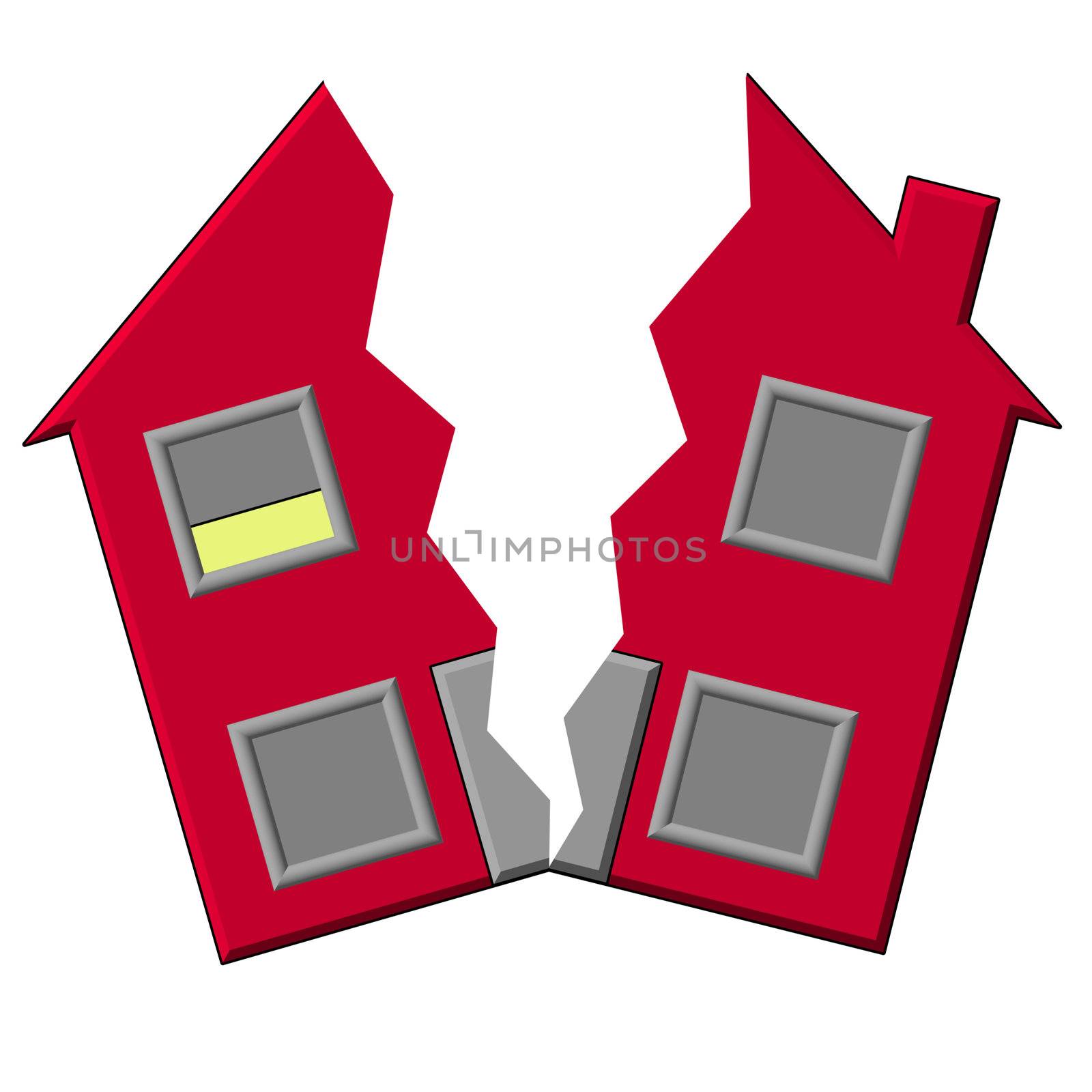 A illustration of a house split down the middle