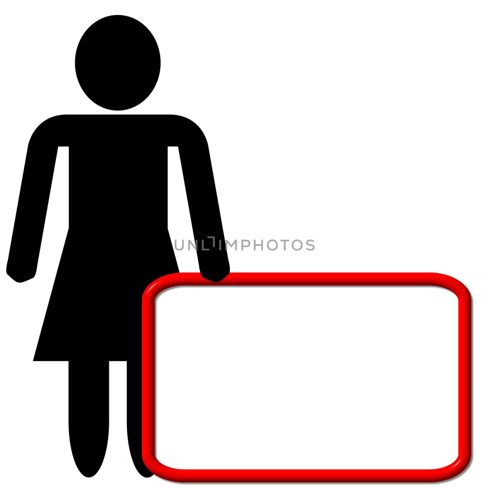 An illustration of a woman with a empty white board to put a message