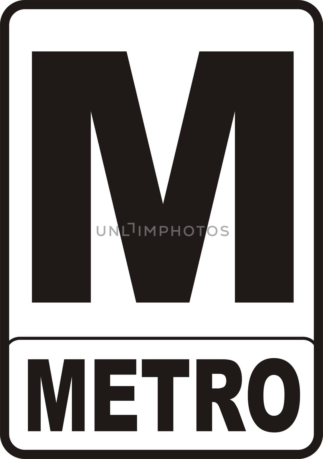 2d render of red Metro sign isolated on white
