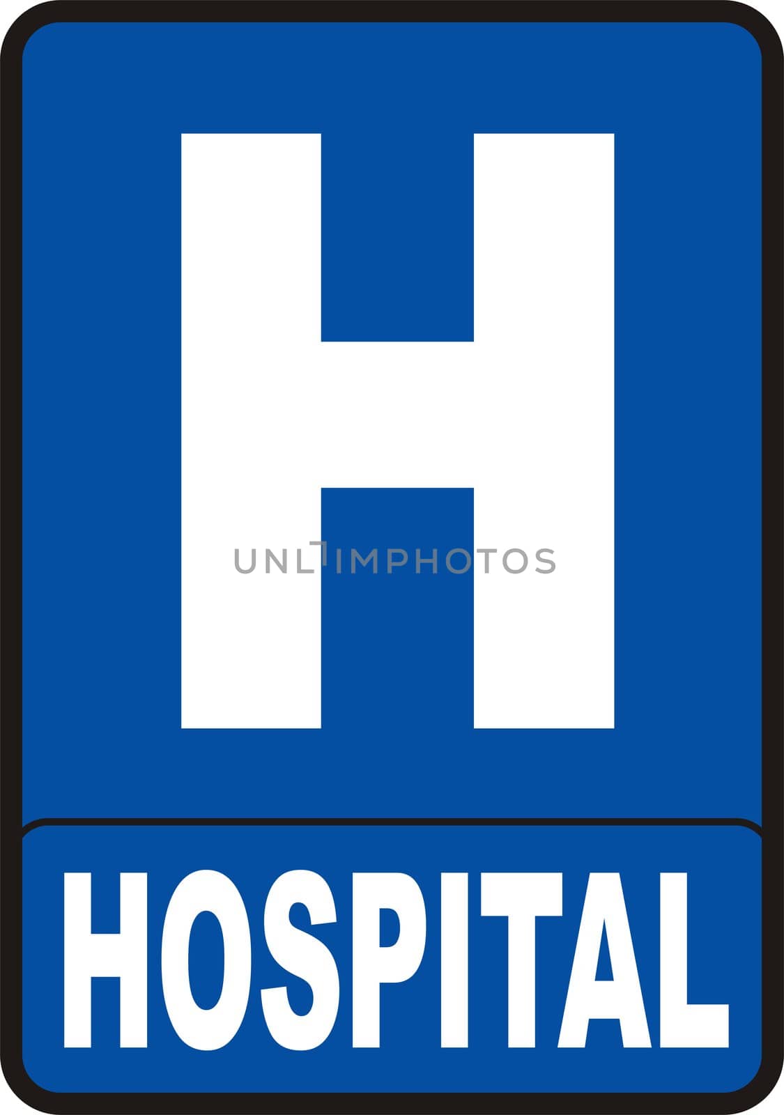 2d render of red Hospital sign isolated on white

