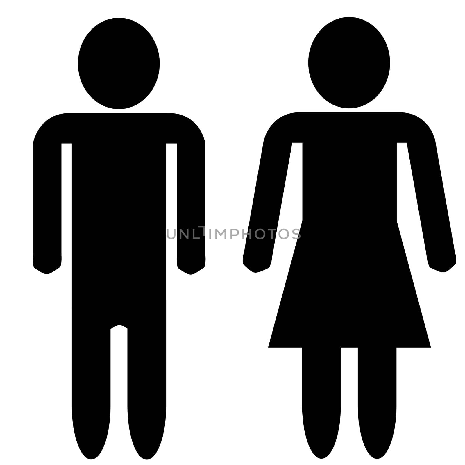 A illustration of a man and woman silhouette, both with blank faces