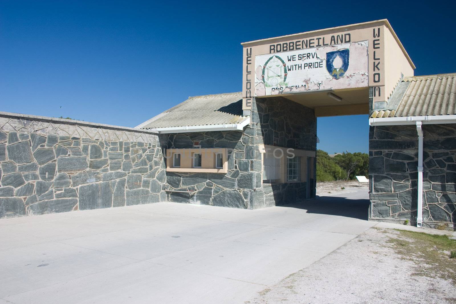 Entrance to Robben Island Prison where Nelson Mandela was held captive