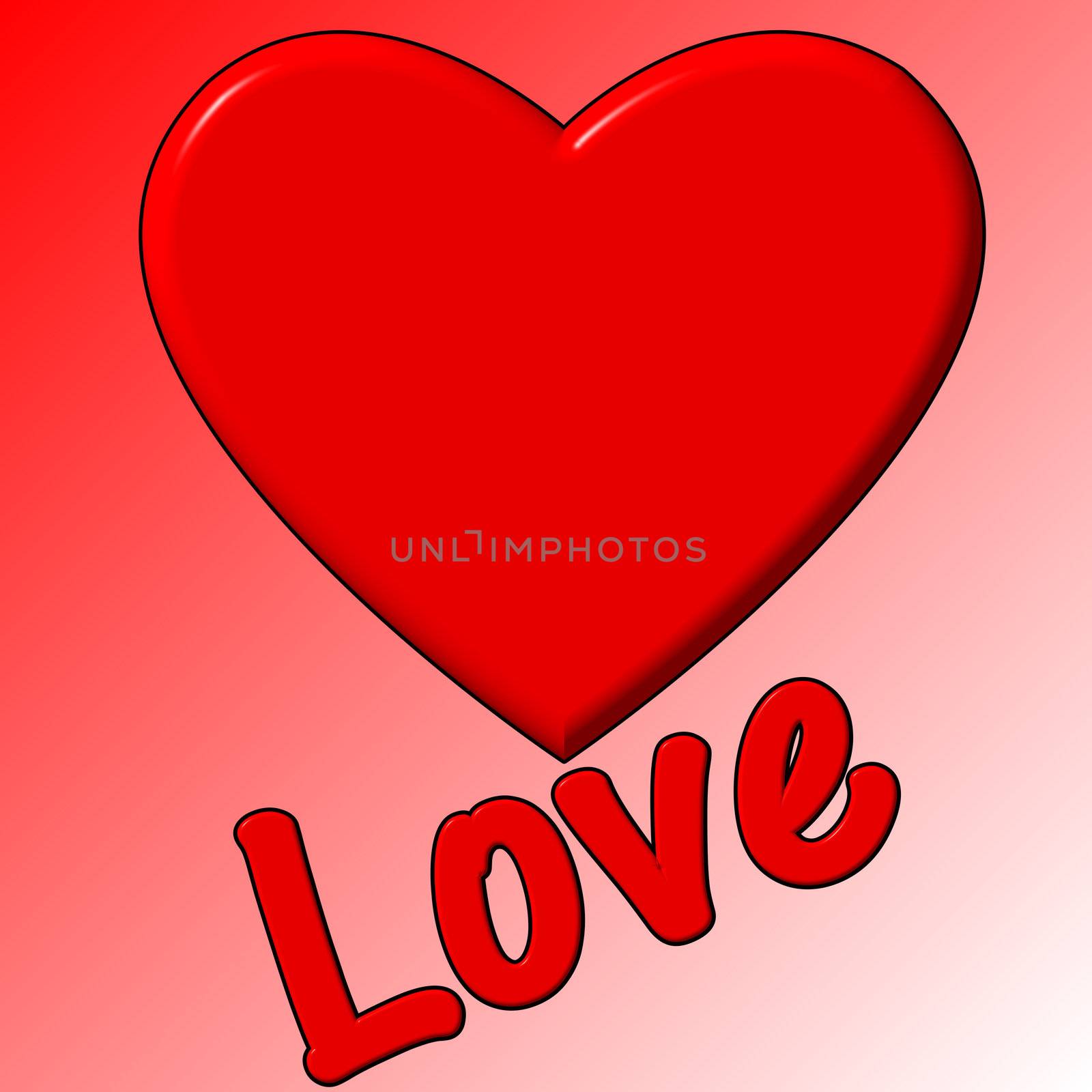 Red heart shape with the word love under it