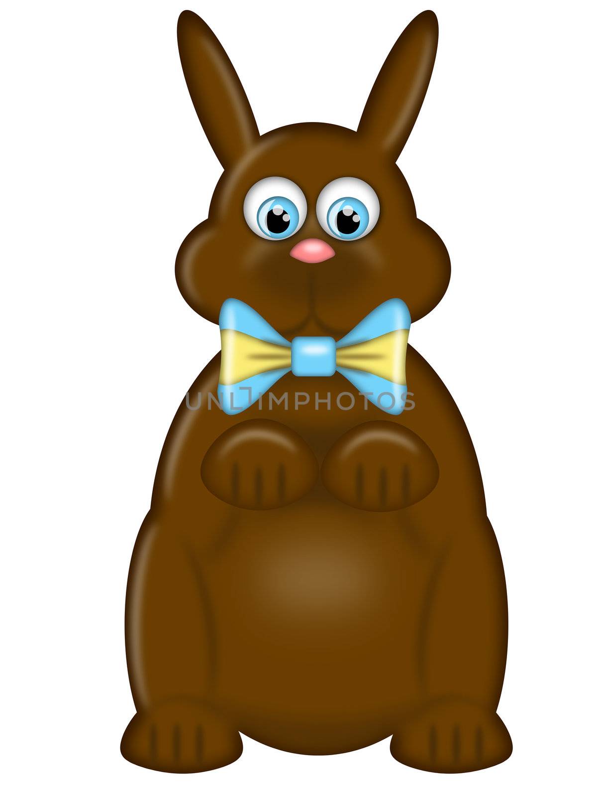 Happy Easter Chocolate Bunny Rabbit with Bow Illustration
