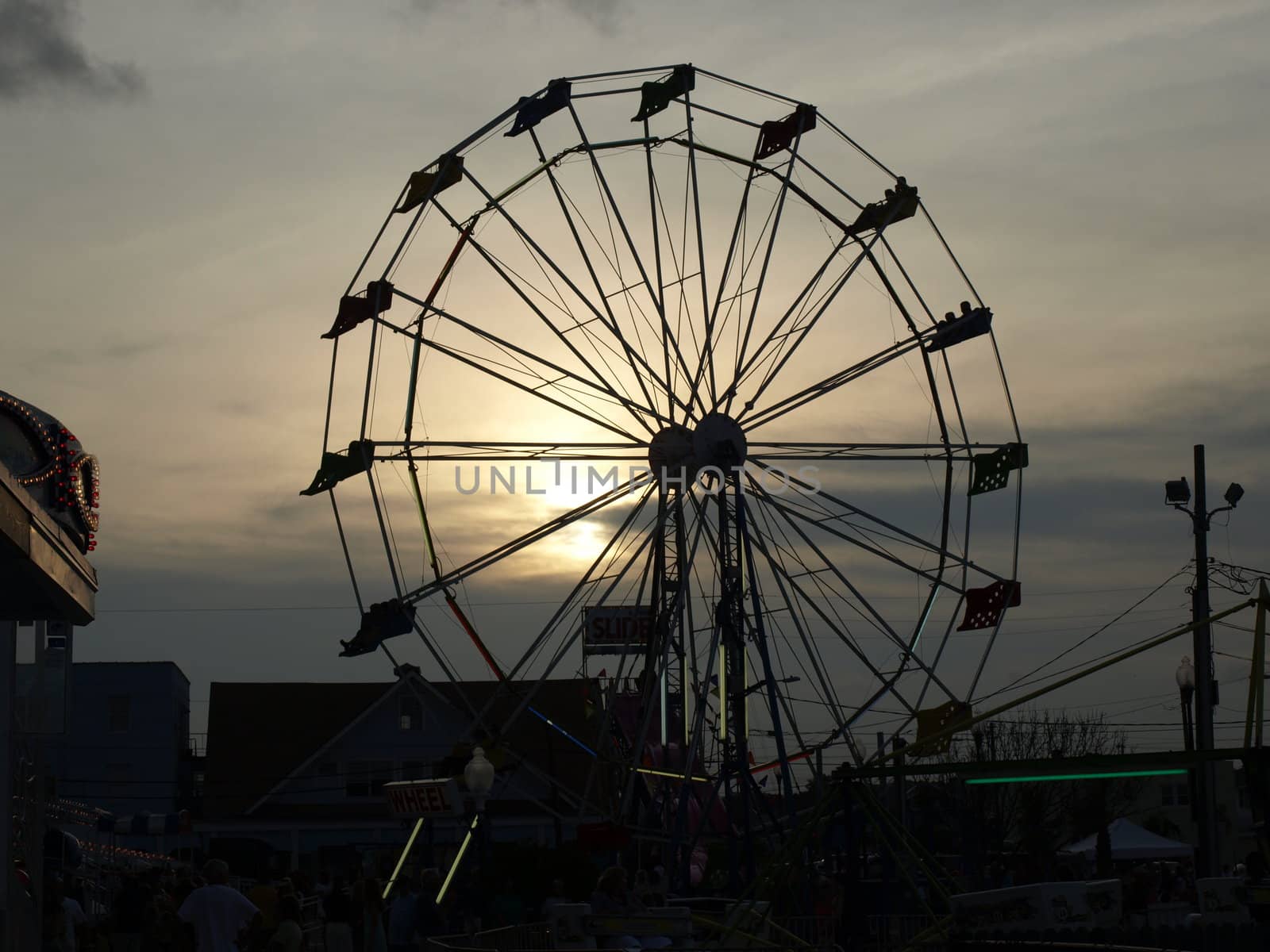 Ferris wheel at sunset along the beach in North Carolina