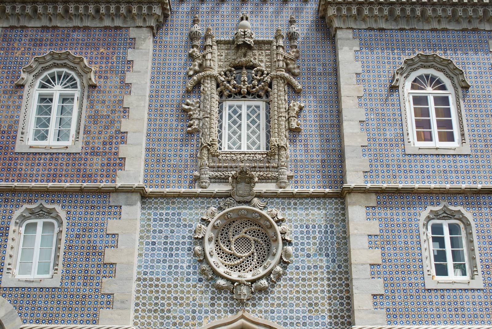 architectural details (windows and tiles) in Sintra, Portugal