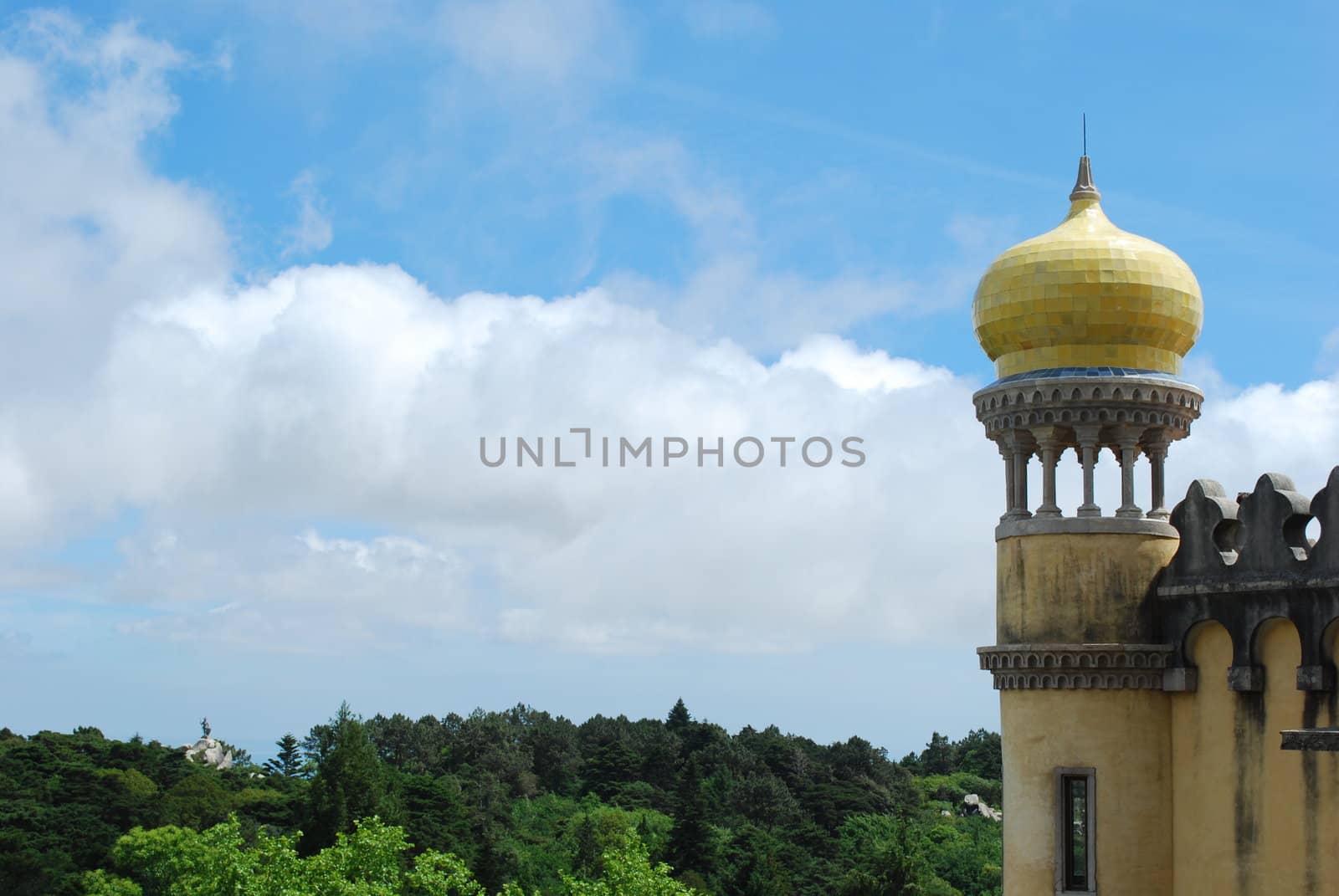 Yellow tower of Pena Palace in Sintra, Portugal by luissantos84