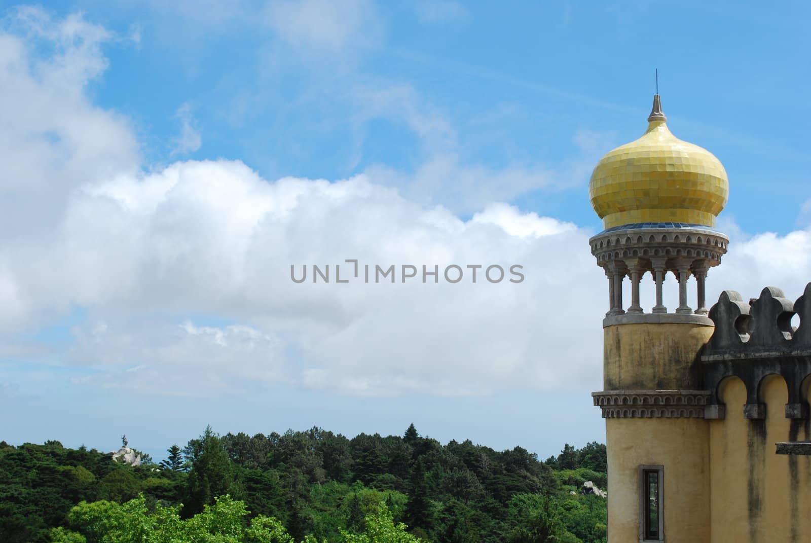 arabic architectural detail of a tower in Pena Palace, Portugal