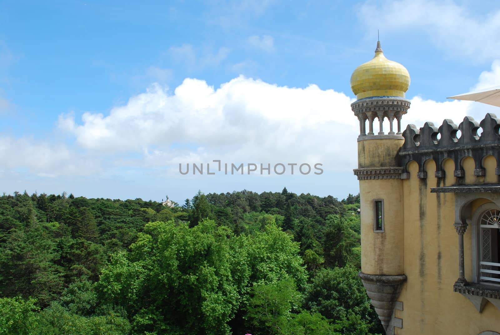 Yellow tower of Pena Palace in Sintra, Portugal by luissantos84