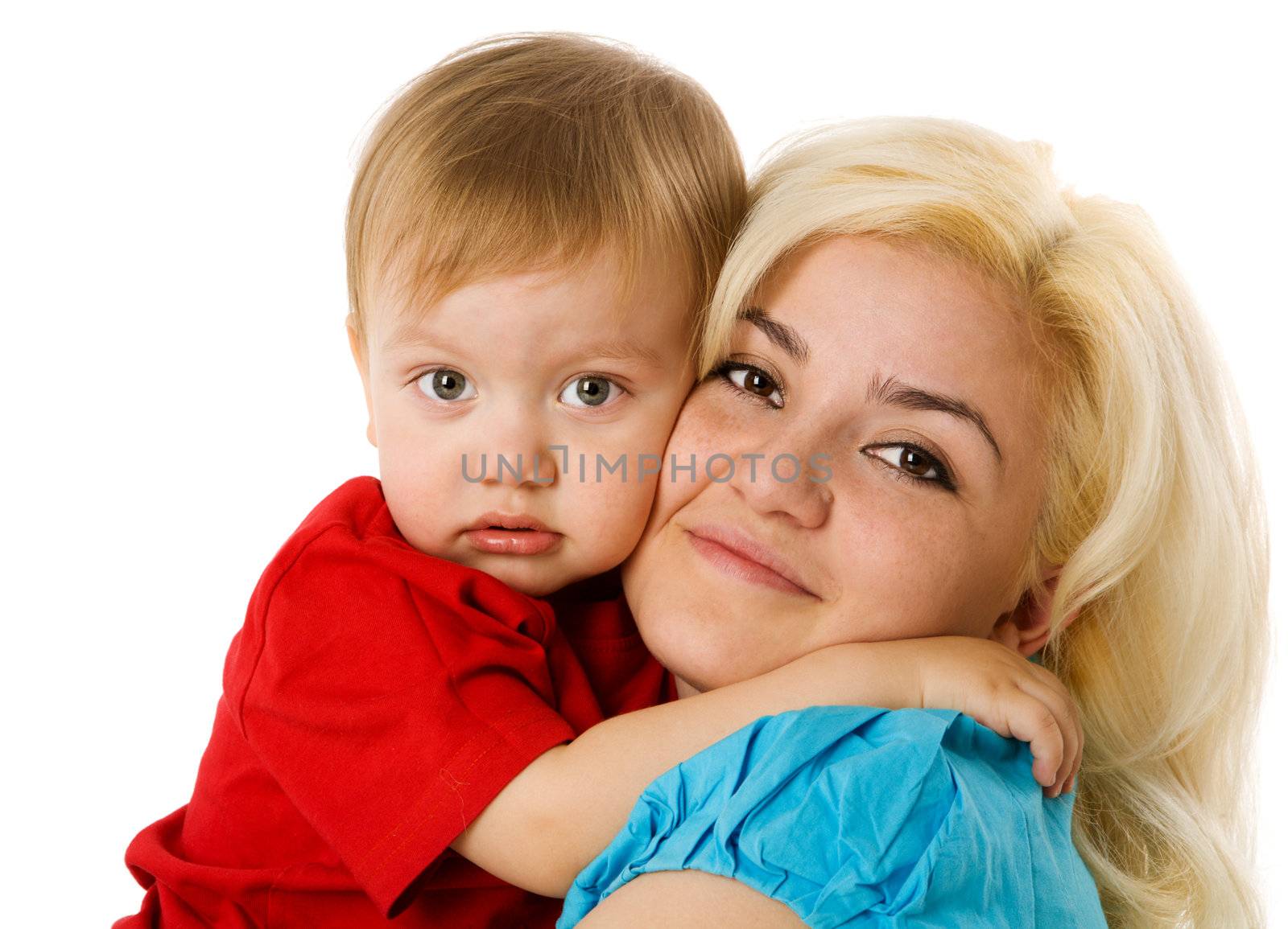 Mother hugging son by olga_sweet