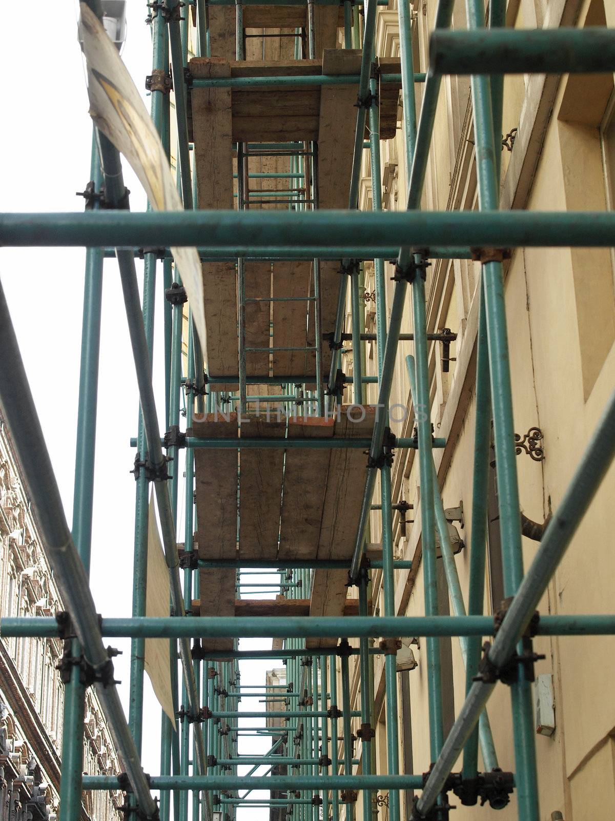 Temporary scaffold for construction works at building site