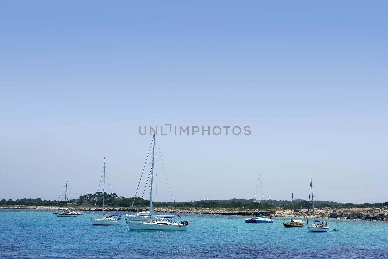 Formentera island near Ibiza in Mediterranean Spain summer
