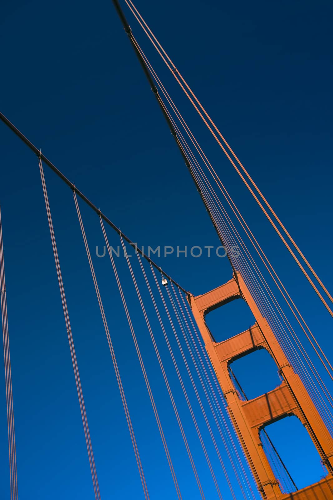 Close up of one of the towers of the Golden Gate bridge