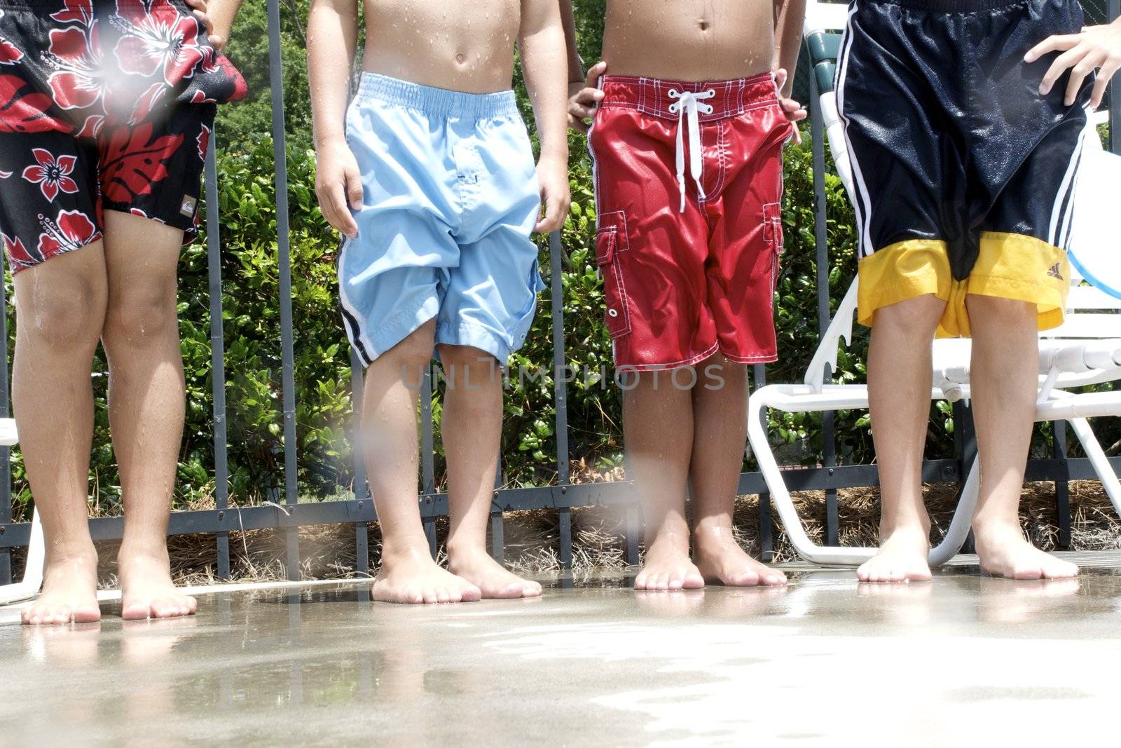 Friends playing at the pool