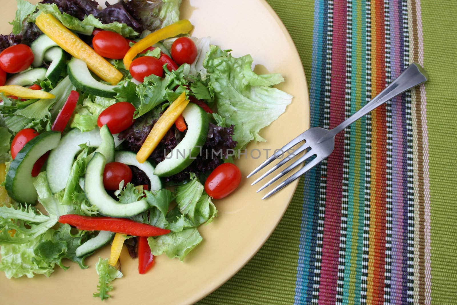 Fresh colorful salad with cherrie tamatoes and cucumber