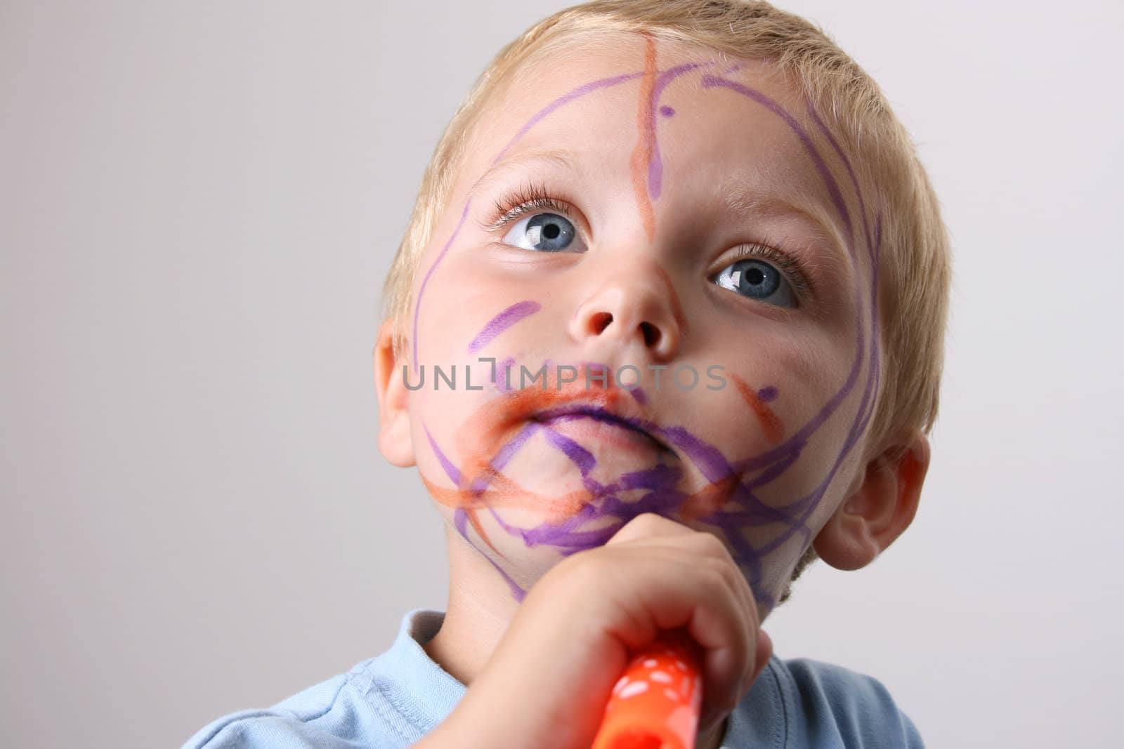 Beuatiful Blond toddler with big blue eyes