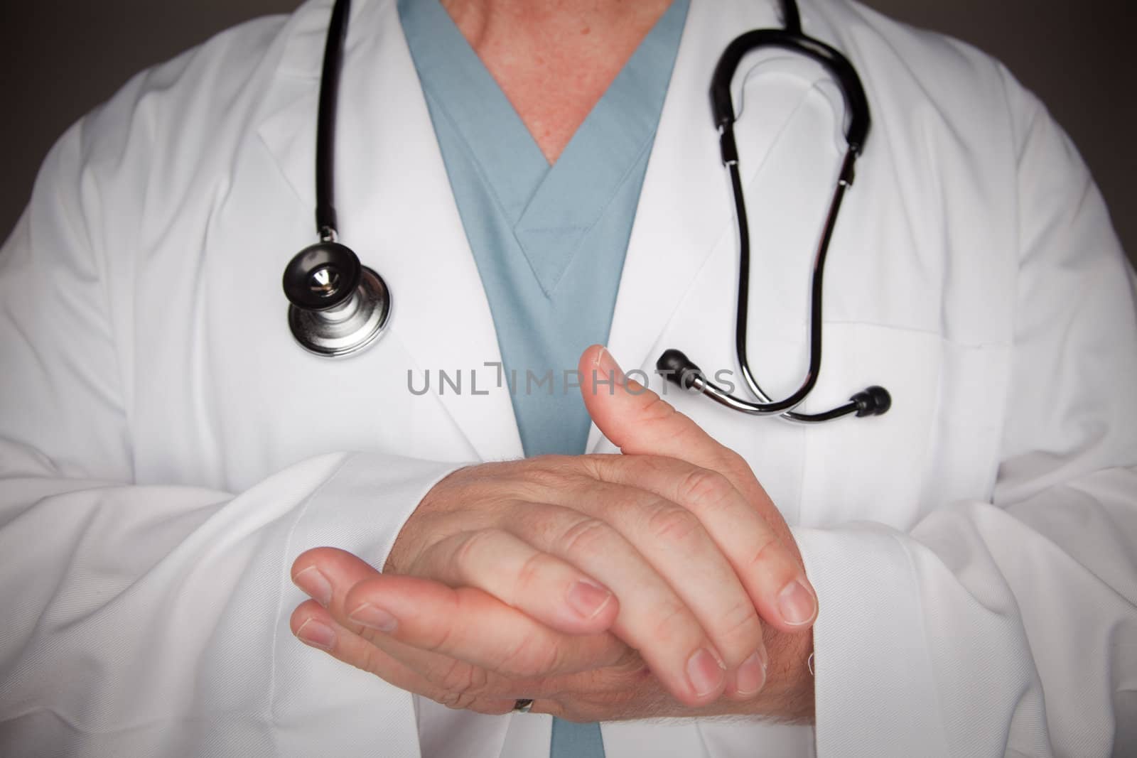 Male Doctor Hand Abstract with Lab Coat and Stethoscope.