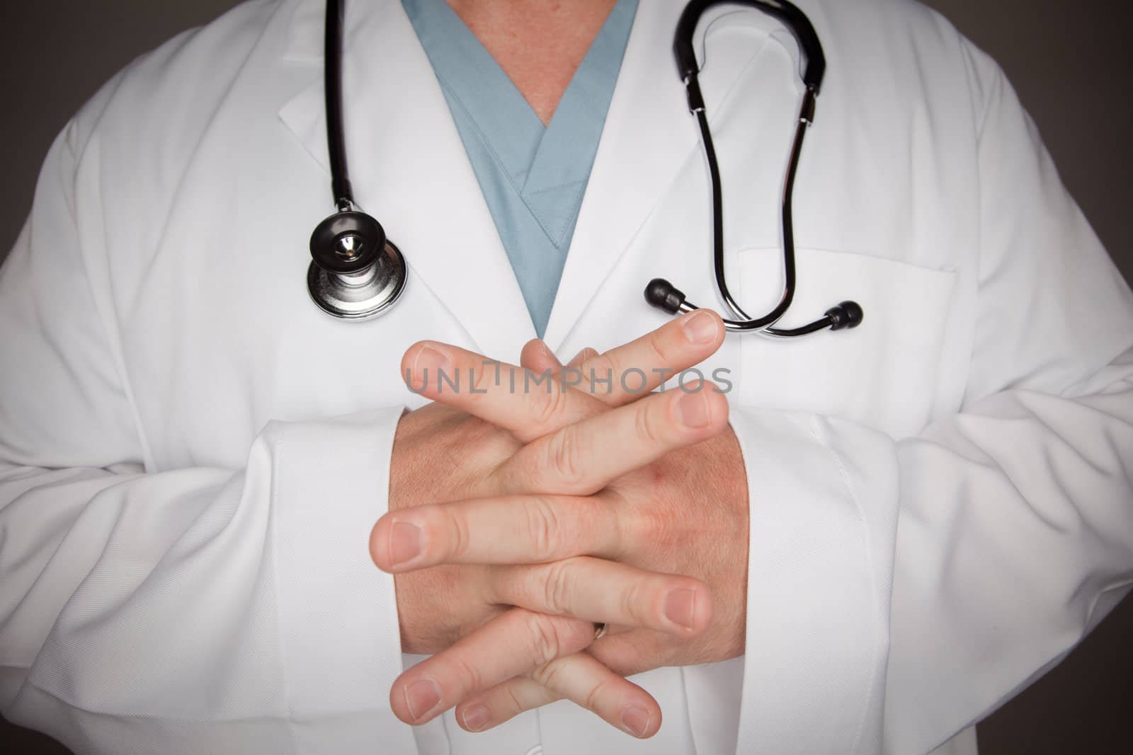 Male Doctor Hand Abstract with Lab Coat and Stethoscope.