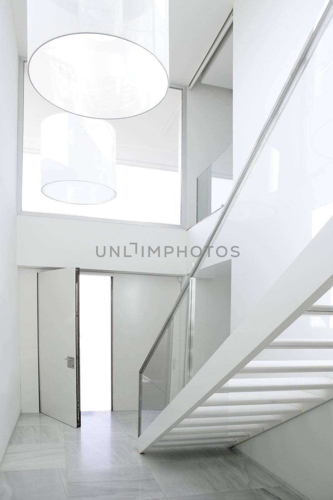 Home interior stair white architecture lobby house decoration