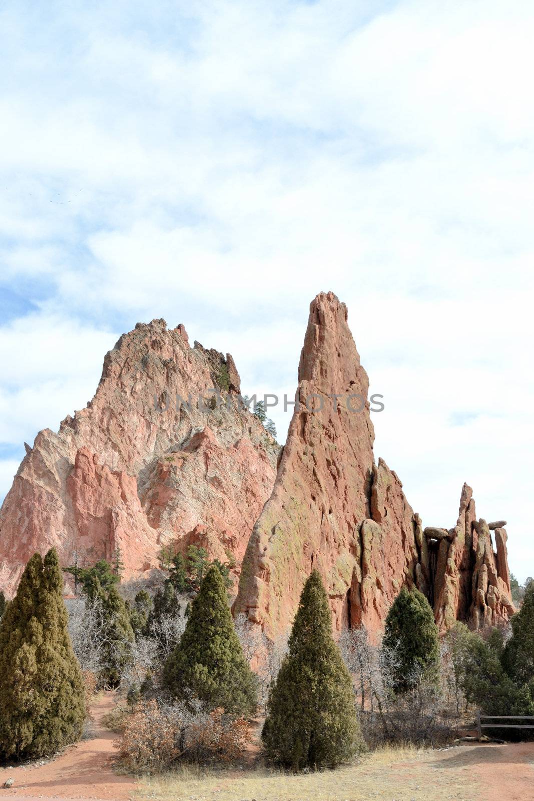 Scenic view of rock formations at Garden Of The Gods Park outside of Colorado Springs,Colorado.