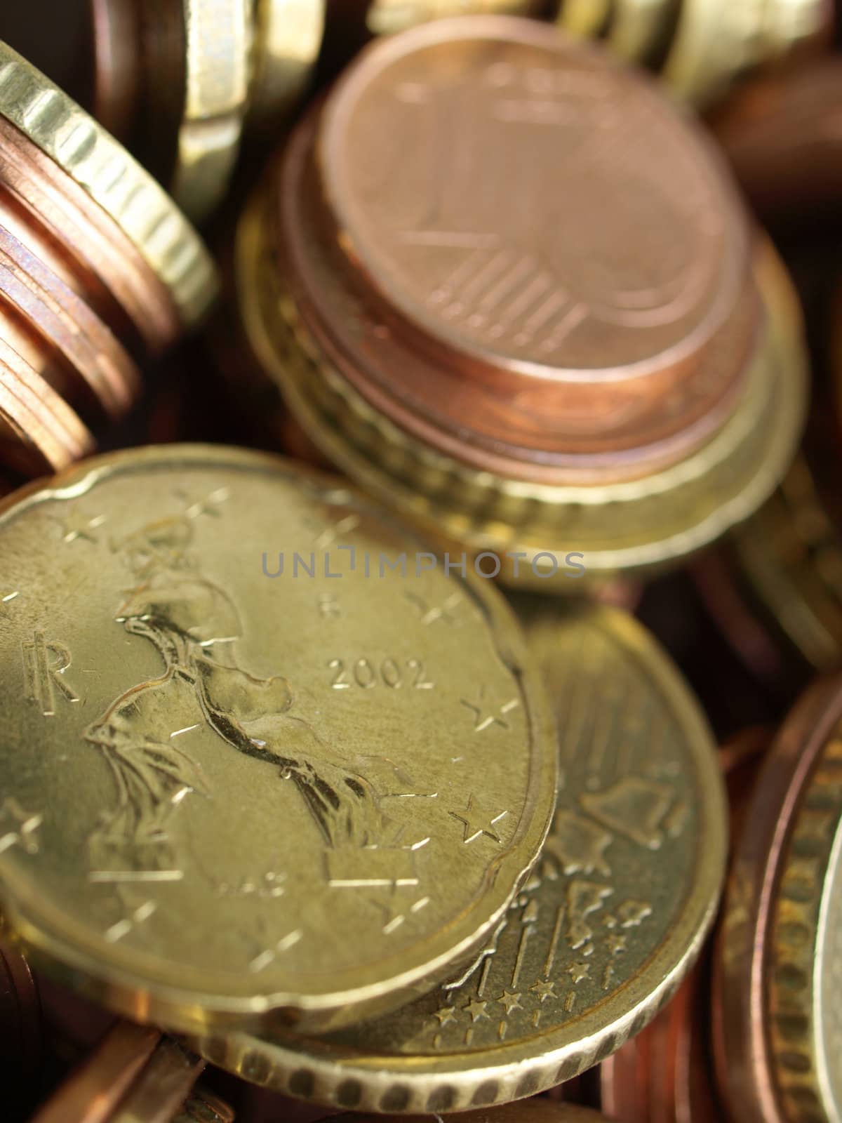 Range of Euro coins useful as a background