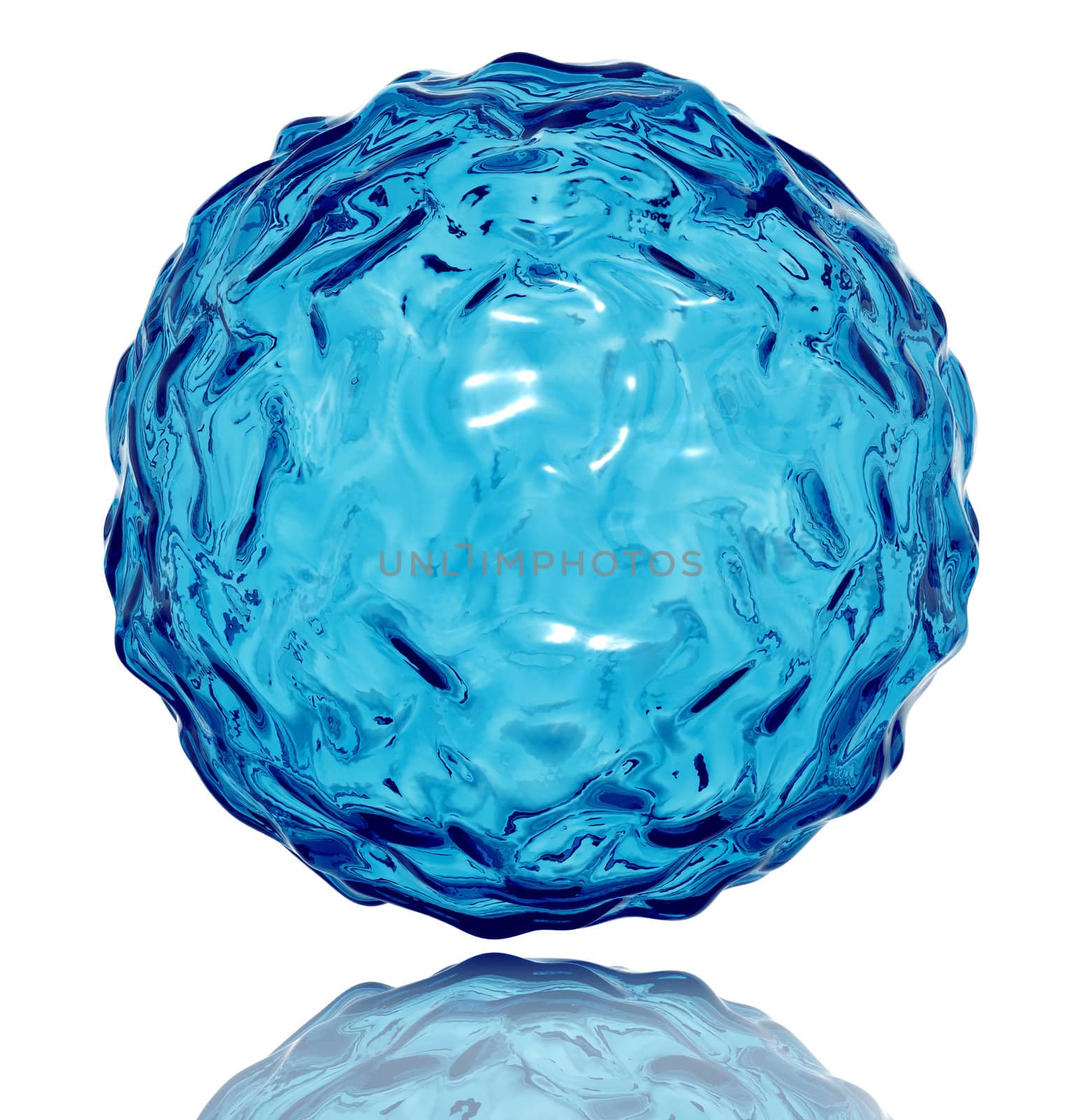 Water sphere with wavy surface. 3d