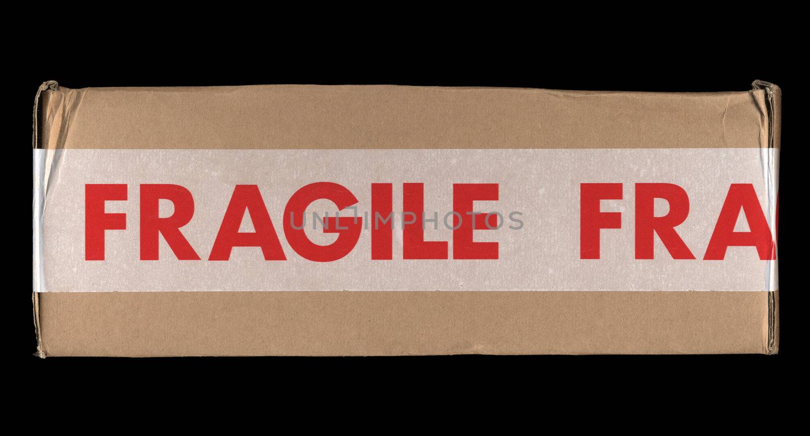 Detail of a fragile corrugated cardboard packet