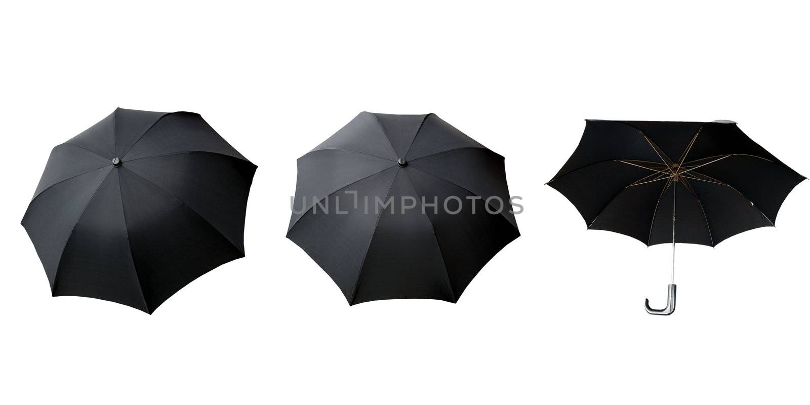 Black umbrella isolated over a white background