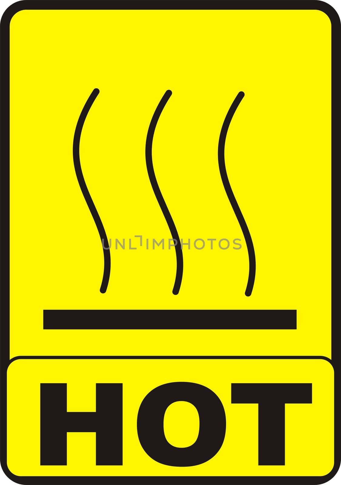 2d render of yellow hot surface sign isolated on white 
