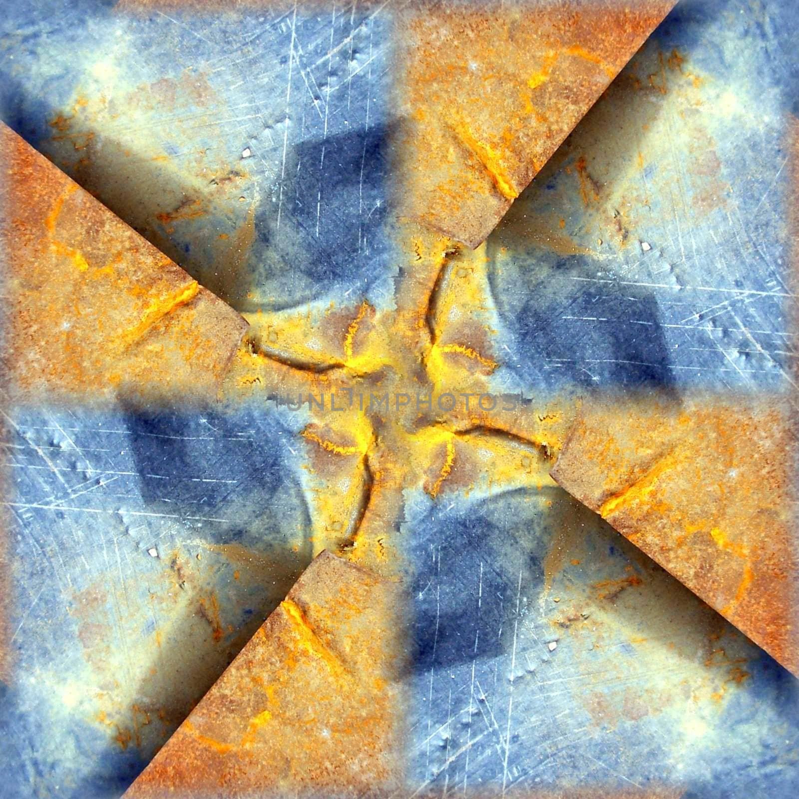 Seamless tile pattern texture background, made from some rusted metal.