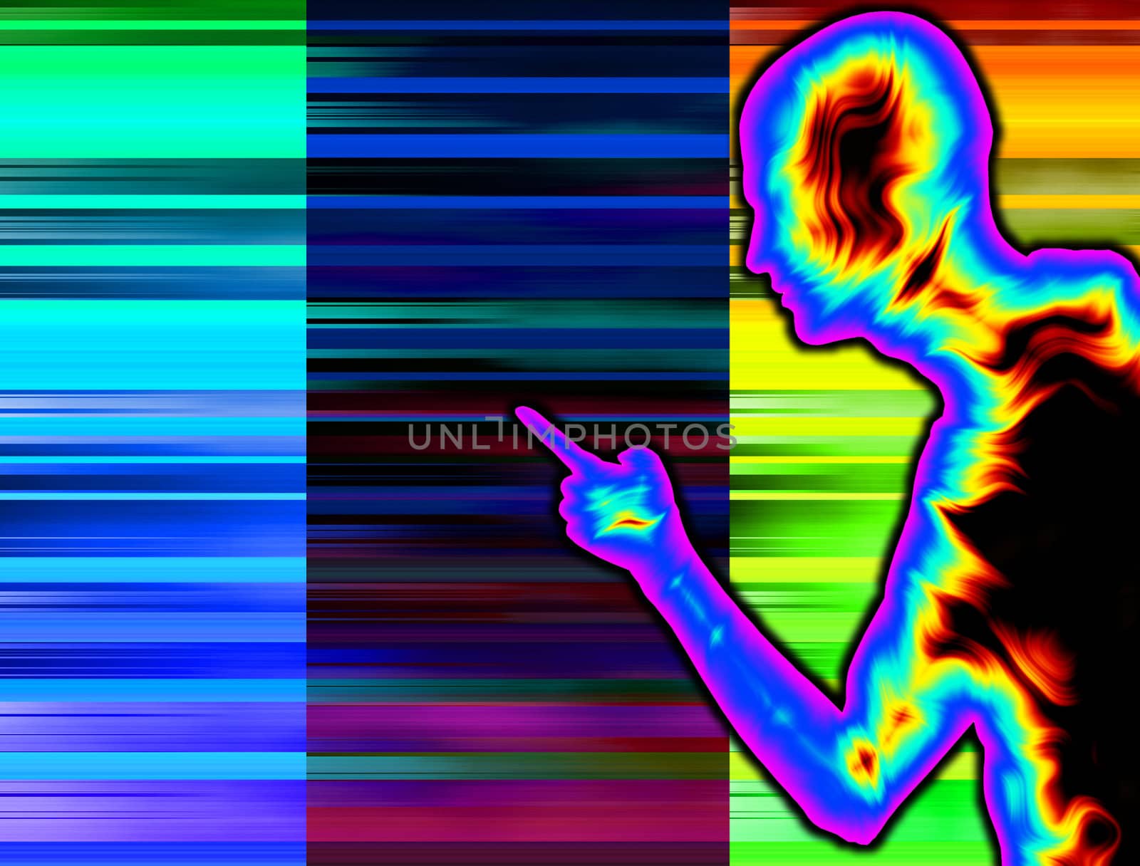 Concept image of a abstract figure making a telling off gesture.