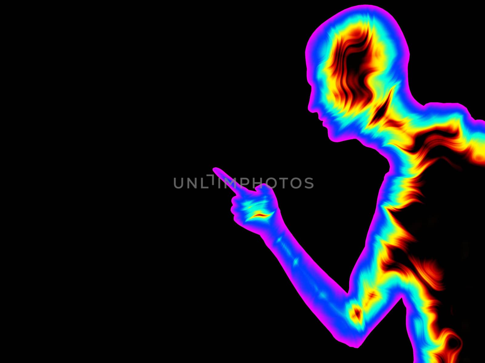Concept image of a abstract figure making a telling off gesture.