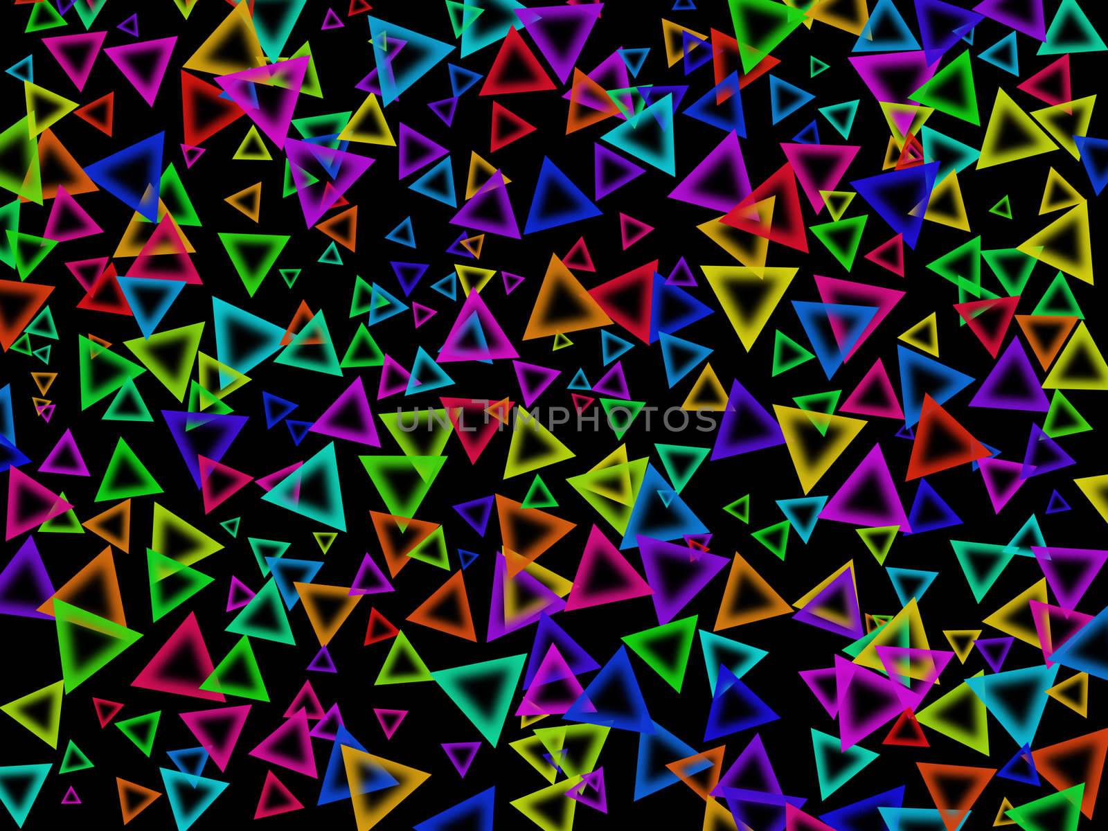 Colour triangles on a   black background