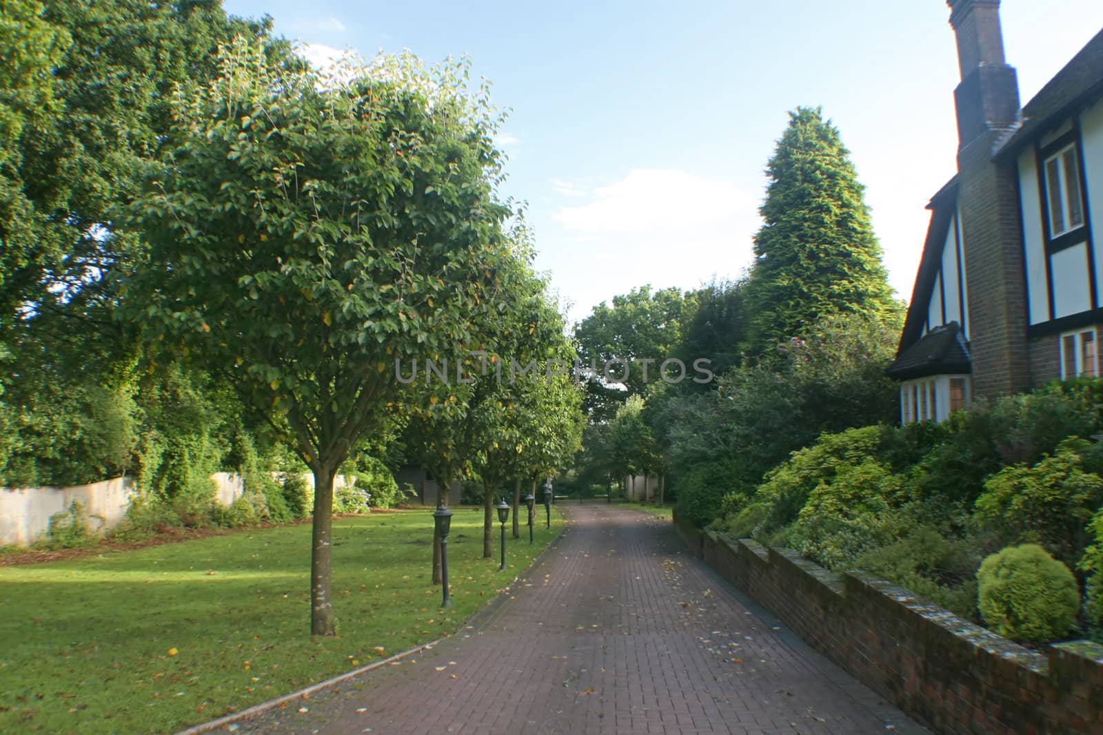 A Driveway to a Big Tudor House in the UK.